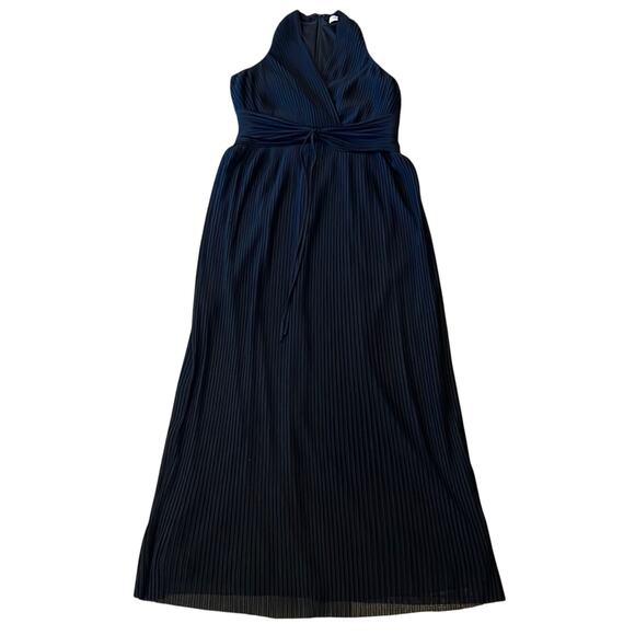 Calvin Klein Black Pleated Sleeveless V-Neck Maxi Evening Dress Size 10 - Picture 1 of 14